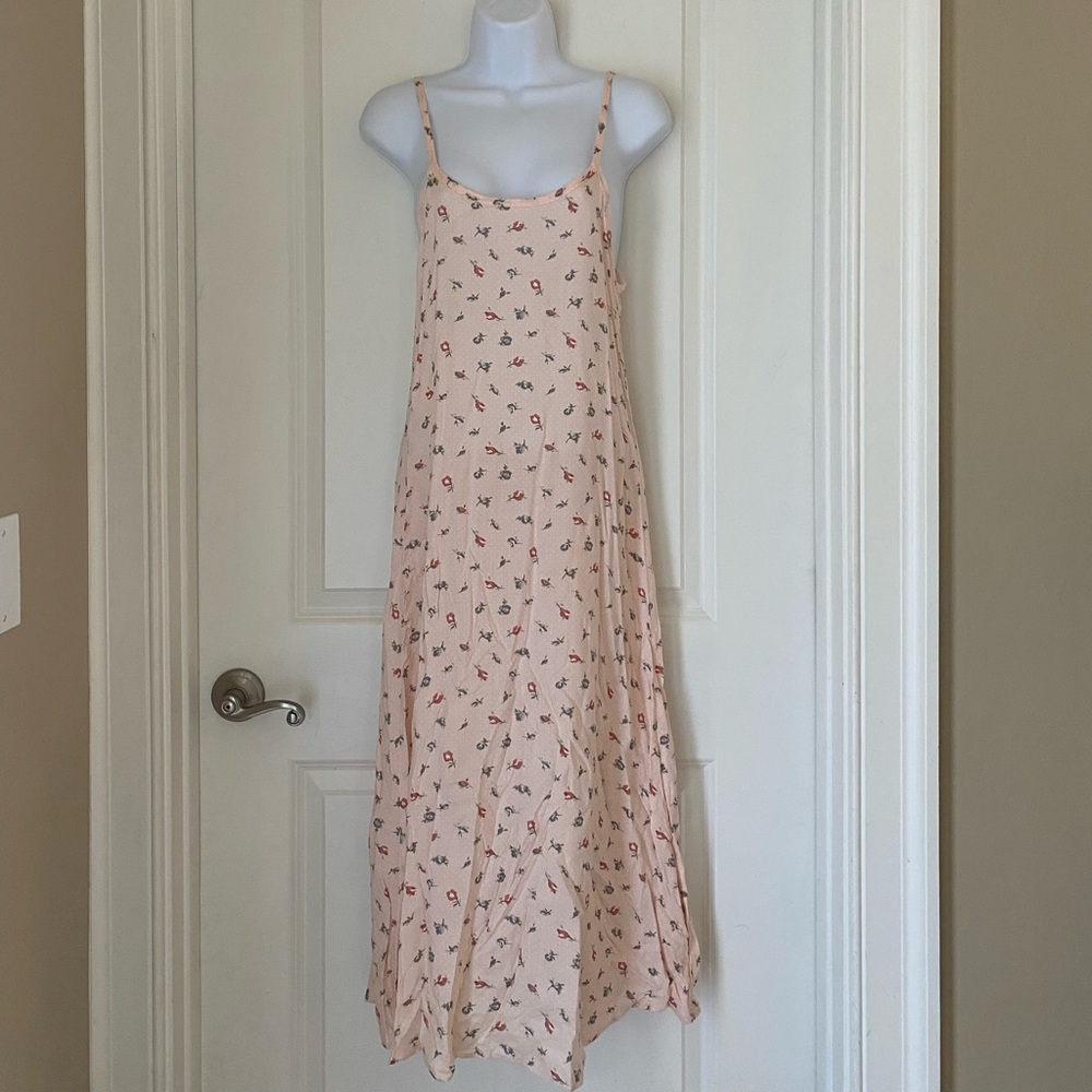High Maintenance Brand Midi Dress Pink Polka Dots Flowers Cottage  Y2K Romantic